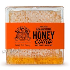 네이처 천연 벌집꿀 허니콤 340G NATURE NATES HONEY COMB RAW & UNFILTERED, 1개