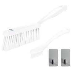 바이칸 욕실 청소용 브러쉬 세트 테이블솔 미디움 + 틈새 하드솔 + 벽걸이 후크 2개, 1세트, 화이트