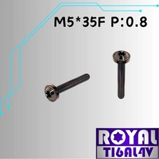 ROYAL 鈦合金螺絲 M5*35F P:0.8 飛碟頭螺絲 帝王黑, 1個