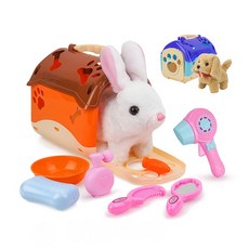 電動行走超萌寵物 附DIY外出提籃 家家酒仿真電動小狗 仿真小白兔 育兒安撫神器, 1個, 貓咪