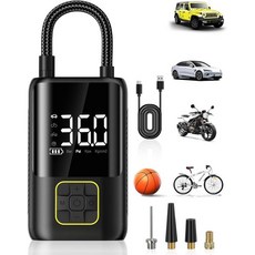 타이어 인플레이터 휴대용 공기 압축기 타이어 압력 게이지가 있는 자동차 타이어용 150 PSI 공기 펌프 자동차 자전거 오토바이 볼용 무선 휴대용 타이어 인플레이터, 타이어 공기압 게이지가 있는 인플레이터 휴대용 공기 압, 1개