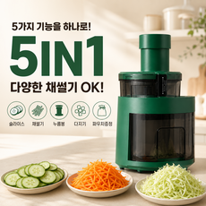[프리미엄] 전동채칼 채써는기계 만능 오토슬라이서 대용량 다지기 5종, 1개, 그린