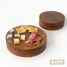 아카시아 높은 원형 나무 플레이팅 도마 ( 치즈 케이크 홈파티 접시 그릇 베이커리 카페 높은접시 ), 1개