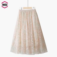 발레코어 레이스 잔꽃무늬 발레코어룩 쉬폰 스커트 샤스커트 발레리나 자수