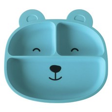 세이지스푼풀 실리콘 플레이트 어린이식판, 1개, Bear Blue