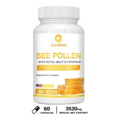 Coolkin 蜂花粉蜂王乳蜂膠膠囊，120粒裝，增強體力，提升免疫力，天然營養補充品, 1個, 60顆
