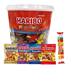 하리보 메가파티 1 000g 5가지맛/하리보 스타믹스 룰렛 콜라향 골든베렌 해피그레이프 젤리 + 미니손거을증정, 1kg, 1개