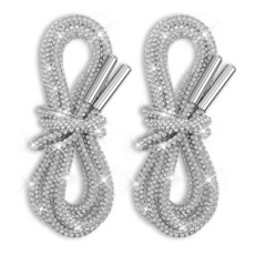 Guduling 2 Pcs Rhinestones Shoe Laces White Rhinestone Laces Crystal Lace for Sneakers Drawstring