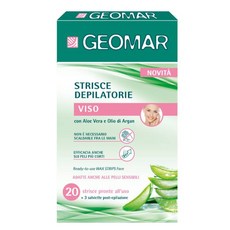 GEOMAR 臉部除毛蠟紙，含蘆薈和摩洛哥堅果油，適用於敏感肌膚, 詳見包裝, 詳見包裝, 臉部除毛貼片20入