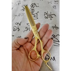金色唐草美髮剪刀 牙剪 去發量25%, 1個, 如圖所示