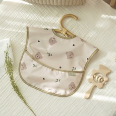 쿵스쿵스 이유식턱받이 방수 긴팔 발수 투습 턱받이형 턱받이, [턱받이형] 나의테디베어, 1개, 1개입