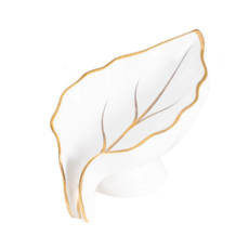 樹葉造型陶瓷皂架, 白色的, 1個