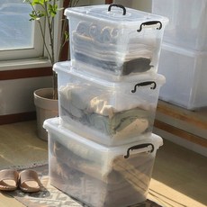 투명 리빙박스 중형 수납함 플라스틱 정리함 한필마트, 알브이 투명 리빙박스 (32L)