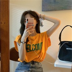 Yellwel 여름 여성 의류 자수 프린트 민소매 티셔츠 루즈핏 캐주얼 DJP