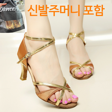 땐스얼랏 골드믹스 여성 라인댄스화 2컬러, 브라운골드 7CM, 240