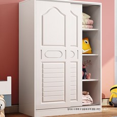 견고한 원목 슬라이딩 도어 미니옷장 아기방수납장 초등학생옷장 키즈가구 유아옷장, 180x80x40 왕자 블루 2문 - 조립식