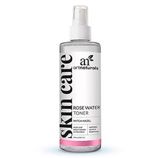 artnaturals 로즈워터 위치 하젤 토너 - 8 fl oz 236ml - 얼굴 여드름을 위한 노화 방지 모공 최소화 - 알로에 베라 장미 꽃잎 무알코올 - 천연 얼굴 클렌저, 1개