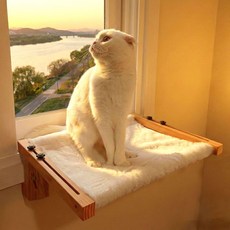 하루굿즈 고양이 해먹 원목 거치식 해먹 창문 창틀 캣 해먹, 1개, 화이트