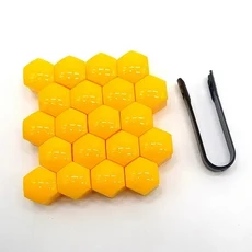 20개 자동차 휠 너트 캡 보호 커버 녹 방지 허브 스크류 17/19/21mm 타이어 외부 장식, 01 19mm, 03 yellow-20pcs