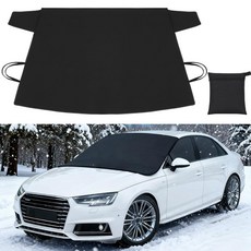 Datanly 얼음과 눈용 윈드실드 커버 튼튼한 600d 옥스포드 원단 윈드실드 프로텍터 자동차 SUV 트럭용 안전한 핏 방수 프로스트 커버 겨울 자동차 액세서리용, Bamboolady 눈과 얼음용 윈드실드 커버, 양면