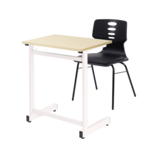 스튜디오칼츠 학원용 책걸상세트 102DESK + 401 CHAIR 세트 프레임 화이트, 베이지