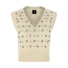 핀코 크리스털 장식 V넥 베스트