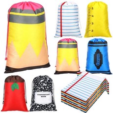 SilTriangle 교사 감사 가방 24개 선생님을 위한 벌크 발렌타인 데이 선물 25.4 x 17.8cm(10 x 7인치) 드로스트링 백 6가지 스타일 연필 노트 크, SilTriangle 교사 감사 가방 24개, 선생님을