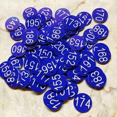 號碼牌 數字號碼牌 標記牌 叫號牌, 藍底白字3.5釐米直徑,1號到200號共200片, 1個
