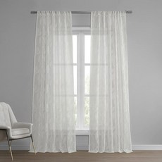 HPD Half Price Drapes 패턴 인조 리넨 시어 커튼 거실용 127 x 213cm(50 x 84인치) (패널 1개) 침실용 로드 포켓 창문 커튼 스트라스부르 도
