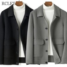RCLET 남성 숏 모직코트 캐주얼 심플 빅사이즈 카라 정장 자켓 두꺼운 비즈니스룩 아우터