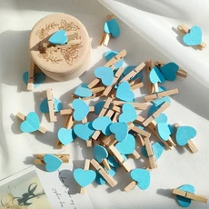 빨간 하트 사랑 나무 옷 사진 종이 페그 핀 미니 빨랫줄 엽서 클립 홈 웨딩 발렌타인 데이 장식 10 개 50, 02 10pcs, 10 Sky blue