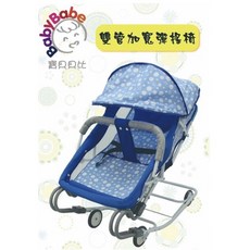 恩寶BABYBABE 雙管加寬彈搖椅 台灣製 藍色圓點, 藍色圓點（雙管加寬彈搖椅）