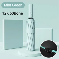 남성과 여성을 위한 초강력 방풍 자동 우산 72 본 대형 방수 태양 자외선 차단 접이식 비, Mint green (60