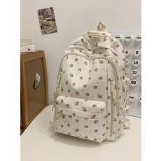 跨境現貨雙肩揹包女款大容量初中生書包碎花甜美書包小學生新款, 2943#草莓【升級質量加固做工】:不帶掛件, 1個
