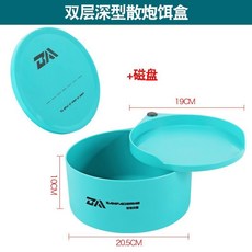 全磁拉餌盤強磁拉絲盤競技散炮盆魚餌餌料盒釣魚釣椅地插通用高檔, 雙層加深半蓋+磁盤-湖藍色