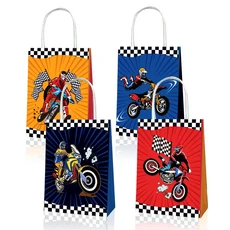 6/12/18/24/30pcs 먼지 자전거 오토바이 파티 선물 가방 핸들 캔디 Goodie 가방 오토바이 레이싱 생일 파티, 04 21x8x16cm 6pcs, 02 올리브