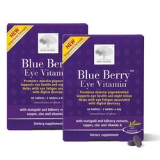 뉴 노르딕 블루 베리 아이 비타민 루테인 아연 NEW NORDIC Blue Berry Eye Vitamin, 2개, 60정