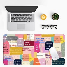 모던 퍼플 대리석 책상 매트 고급스러운 PU 가죽 패드 - 세련된 게임 및 가정 작업 공간을 위한 대형 미끄럼 방지 사무실 미적 장식(59.9 x 29.9cm(23.6 11., 동기 부여 인용문