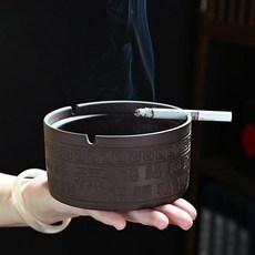 紫砂煙灰缸 複古帶蓋百福 高檔創意酒店家用, 1個, 紫砂, 不帶蓋滅煙沙
