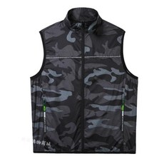 四個風扇工地製冷空調服馬甲, 1個, 迷彩-單衣四孔【單件衣服】,M【52-68公斤】