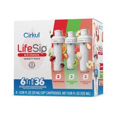 Cirkul LifeSip B-Vitamin 맛 물 품종 팩 36가지 음료 무설탕 제로 칼로리 음료 믹스 (과일 펀치 2개 딸기 키위 허니크리스프 사과 2개), LifeSip 버라이어티 팩