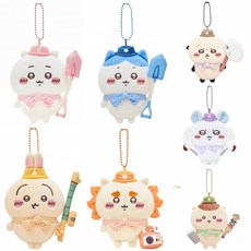 먼작귀 피크닉 시리즈 치이카와 우사기 모몽가 봉제 키링, 1개, 하치와레, 1cm