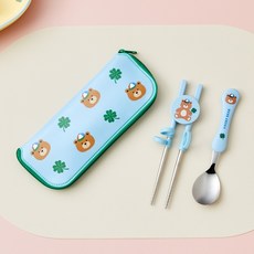 모던하우스 숟가락과 교정젓가락 세트 지퍼케이스 포함 럭키베어 KI0725006, 1개, 단품