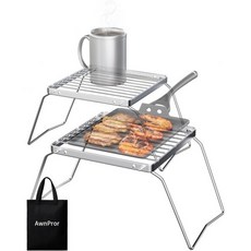 백패킹 화이어 그릴 2개 세트 6.3인치 휴대용 접이식 캠프파이어 304 스테인리스 스틸 캠핑 게이트 백팩 프릴 야외 하이킹 피크닉 여행 낚시용