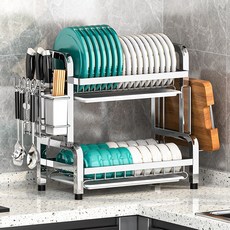 Sgirl 올스텐 튼튼한 대형 식기건조대 2단, 은색, 1개