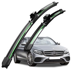 호환 벤츠 E-클래스(W213) 2016-2023 와이퍼 초발수 저소음 자국 없음 전면 와이퍼 블레이드 2종 세트, 초록색