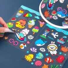 2장입 여름 바다 아이스크림 투명 스티커, 여름 스티커   A-51-293