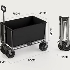 可折疊戶外露營推車, 黑色, 1個