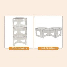 북유럽 모듈 원형 테이블 수납장 선반 진열장 모듈형 협탁 미드센츄리 분리형 가구, 조립형, 투명 화이트_3개