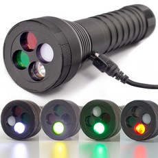 LED 비상 신호 손전등 충전식 4색 (철도 기차 작업 자전거 군용 전술), 노랑/초록/투명/빨강, 1개